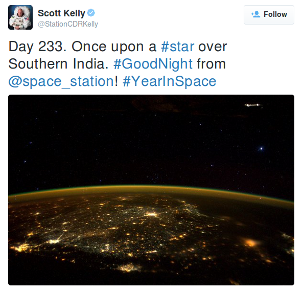 Screenshot of Scott Kelly's tweet